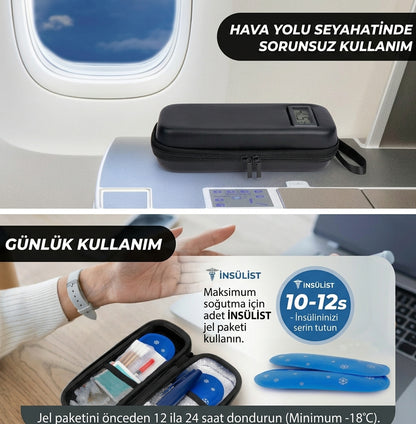 Derece göstergeli insülün ve iğne taşıma çantası